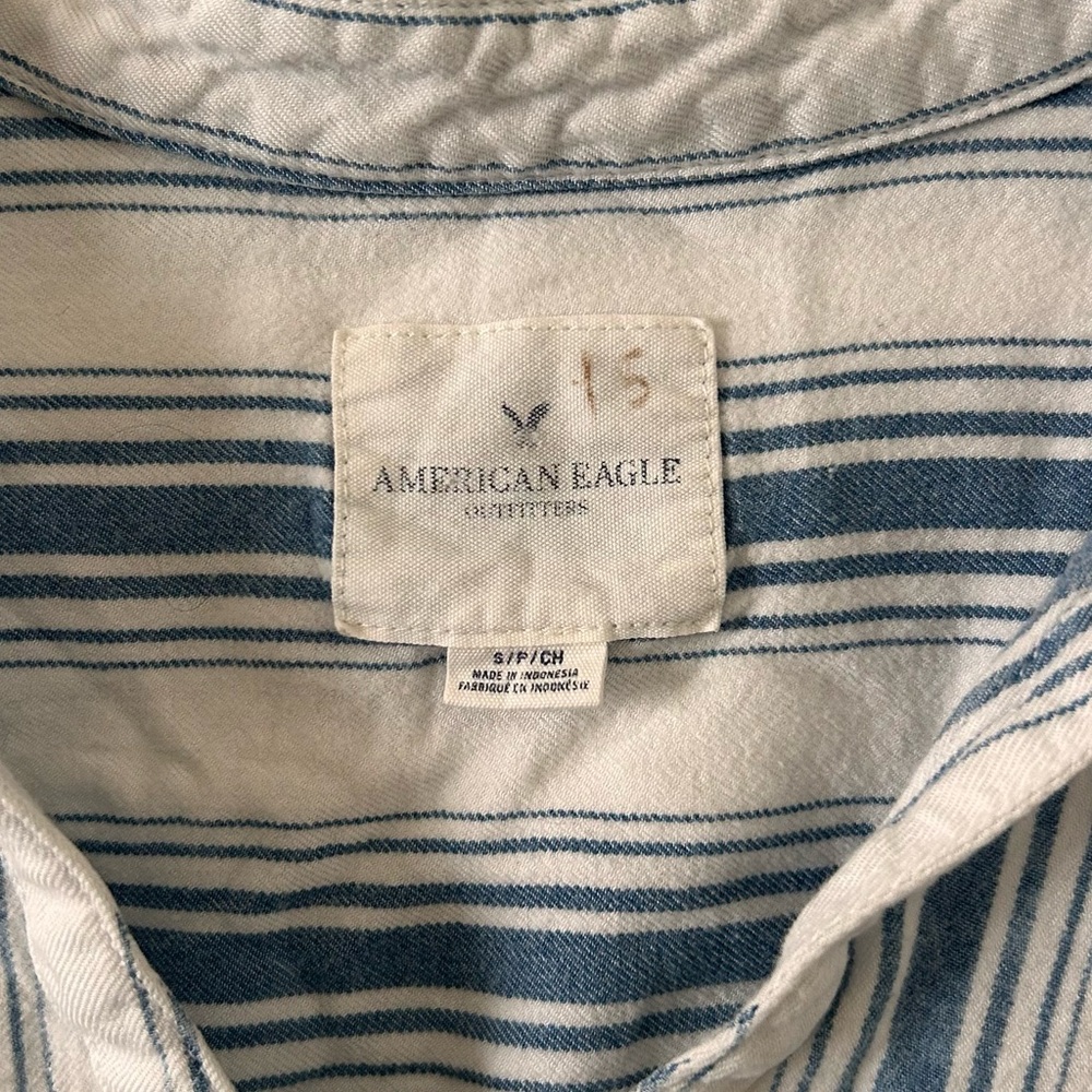 American Eagle Outfitters Blue and White Striped Blouse